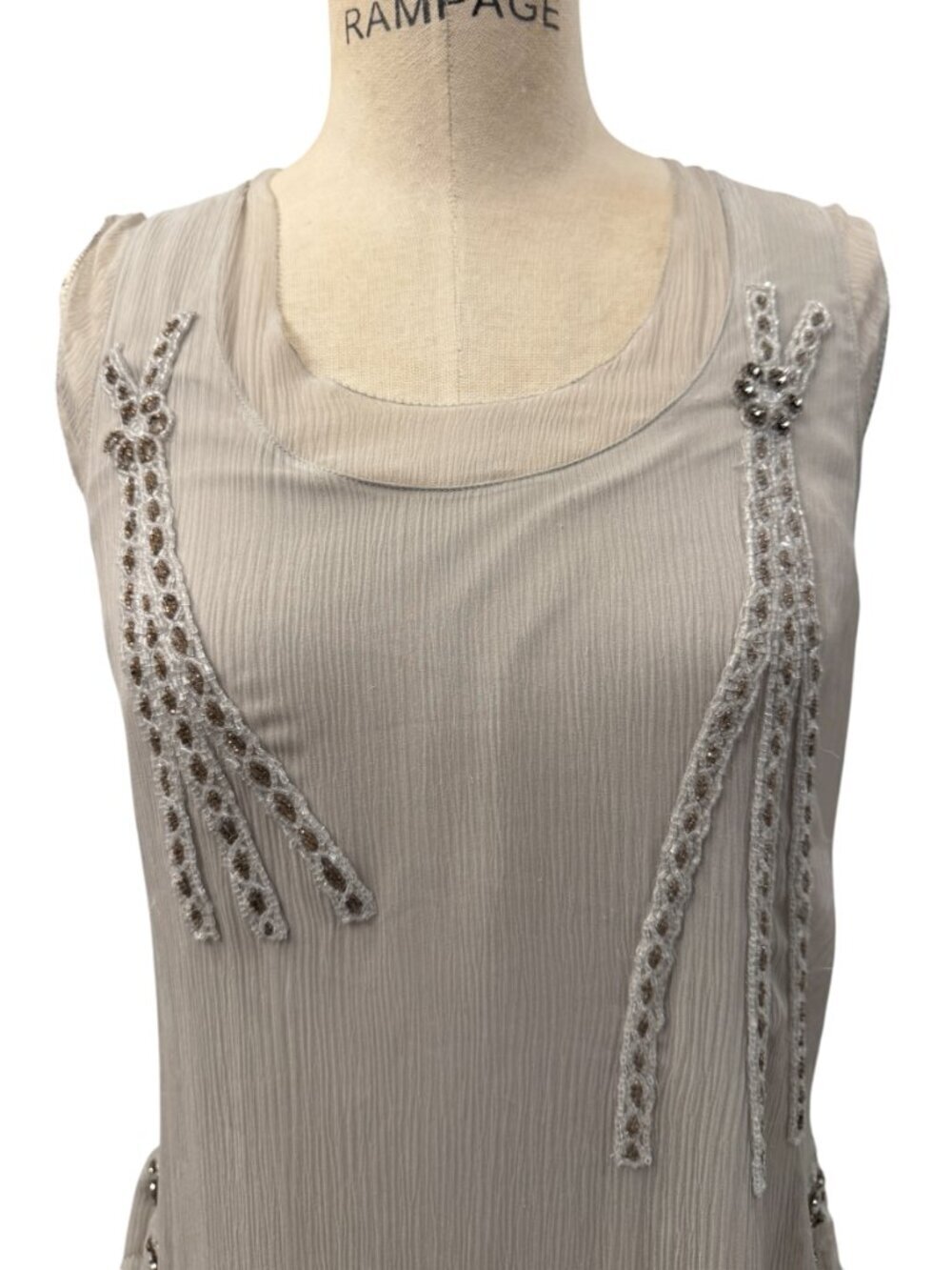 Vintage Calvin Klein 100% Silk Beaded Embellished Tank Top Size 10 - Picture 3 of 6